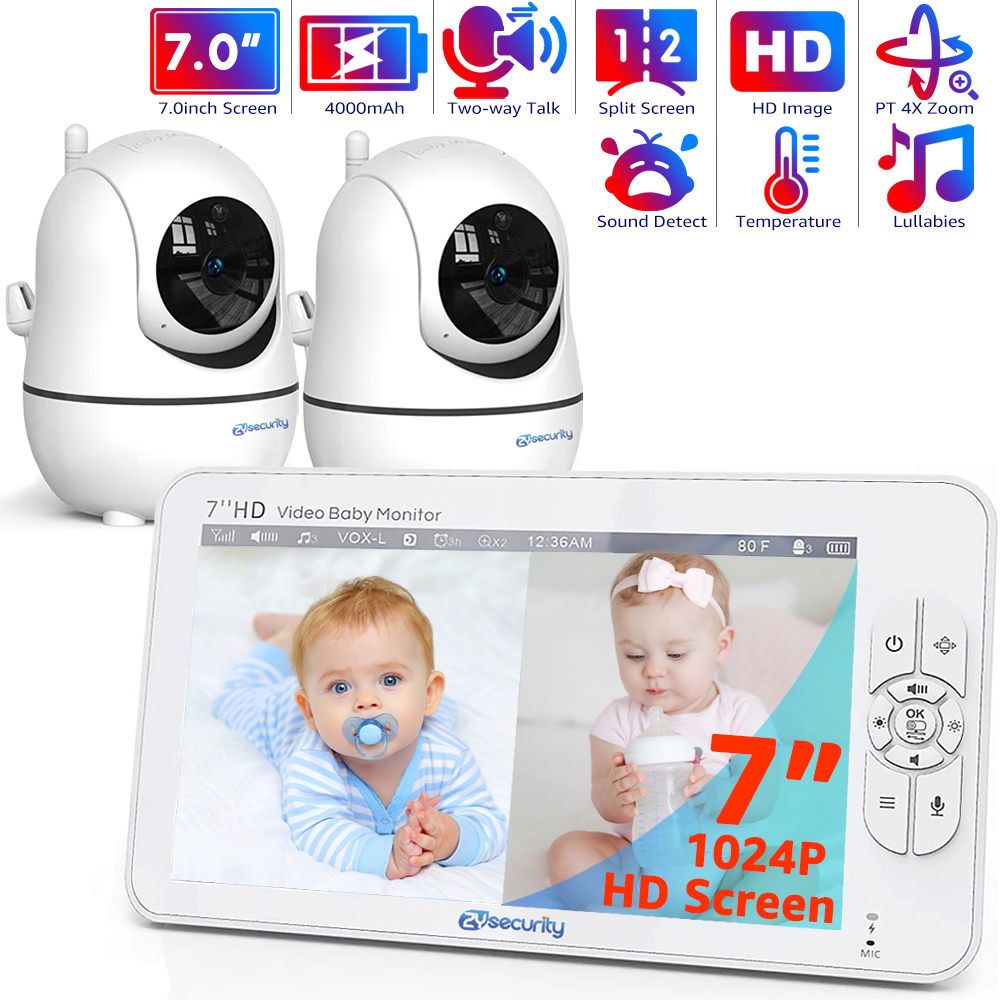 Audio Music To Video - 7,0 inch video-babyfoon HD gesplitst scherm