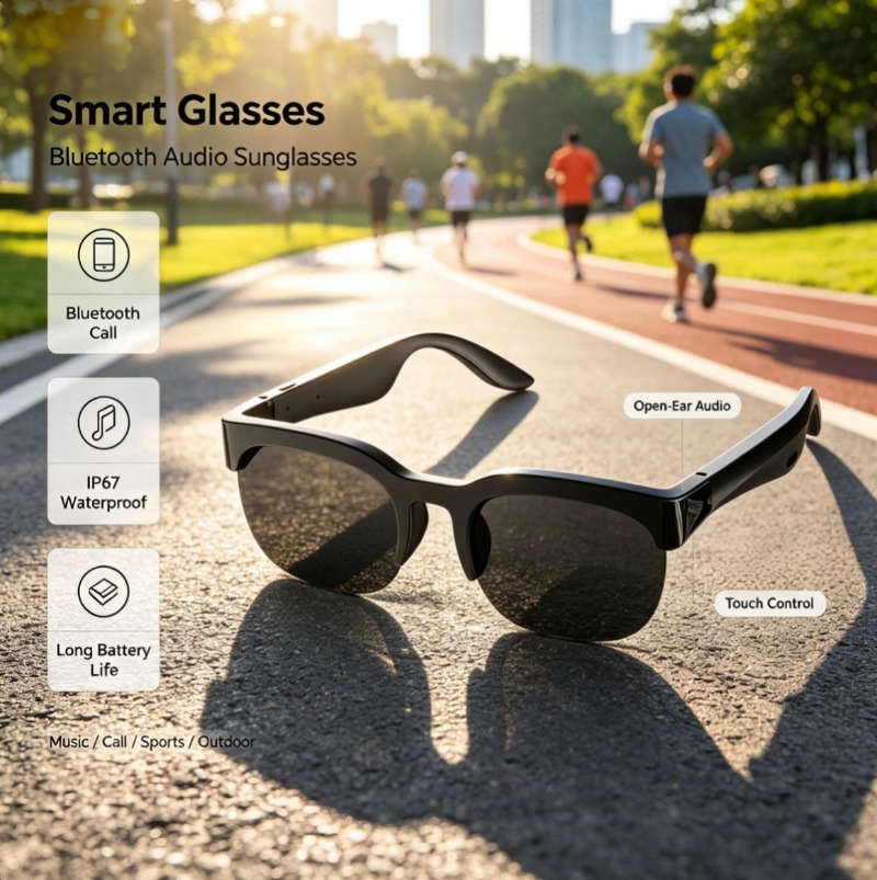 Audio Music To Video - Bluetooth Audio Smart Bril Open-Oor Audio