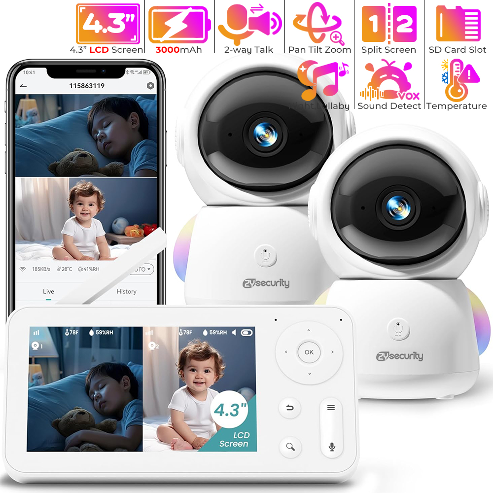 Audio Music To Video - 2K babyfoon met 2 camera's en